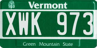 VT license plate XWK973