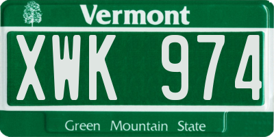 VT license plate XWK974