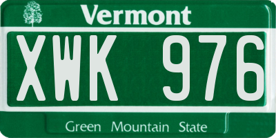 VT license plate XWK976