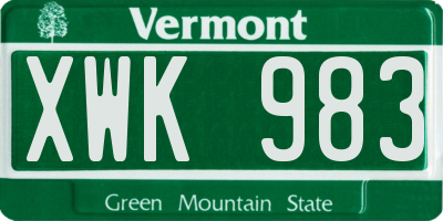 VT license plate XWK983