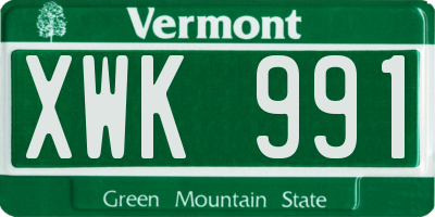 VT license plate XWK991