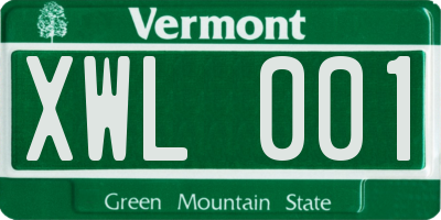 VT license plate XWL001