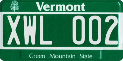 VT license plate XWL002