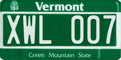 VT license plate XWL007