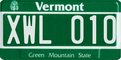 VT license plate XWL010