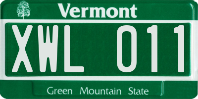 VT license plate XWL011