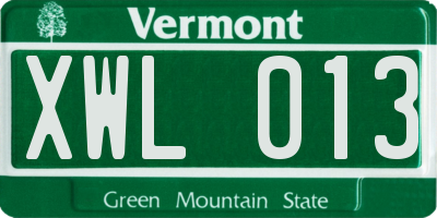 VT license plate XWL013