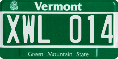 VT license plate XWL014