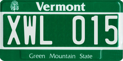 VT license plate XWL015
