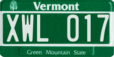 VT license plate XWL017