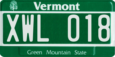 VT license plate XWL018
