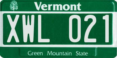 VT license plate XWL021