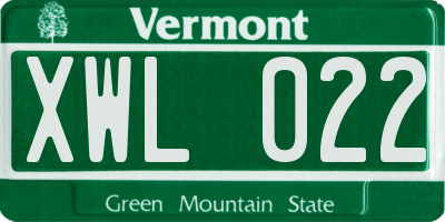 VT license plate XWL022