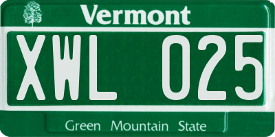 VT license plate XWL025