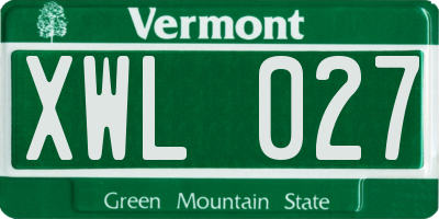 VT license plate XWL027