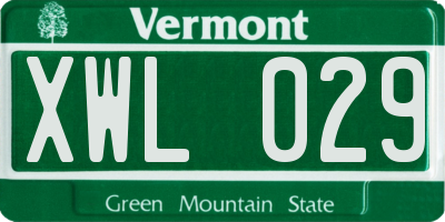 VT license plate XWL029