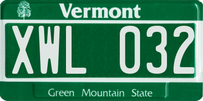 VT license plate XWL032