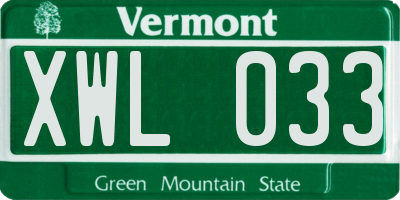 VT license plate XWL033