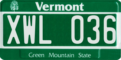 VT license plate XWL036