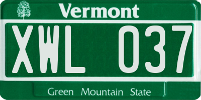 VT license plate XWL037