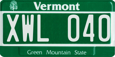 VT license plate XWL040