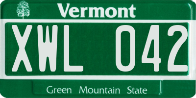 VT license plate XWL042