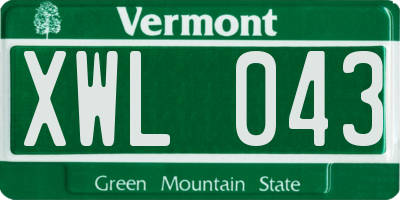 VT license plate XWL043