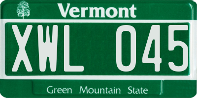 VT license plate XWL045
