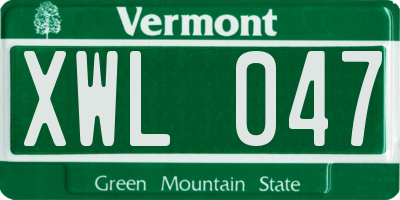 VT license plate XWL047