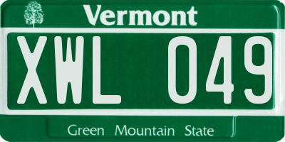 VT license plate XWL049