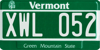 VT license plate XWL052