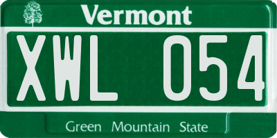 VT license plate XWL054