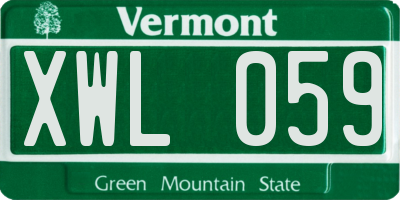 VT license plate XWL059