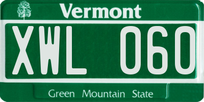 VT license plate XWL060