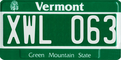 VT license plate XWL063