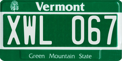 VT license plate XWL067