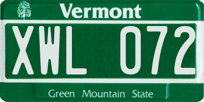 VT license plate XWL072