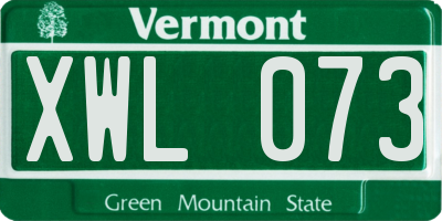 VT license plate XWL073