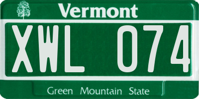 VT license plate XWL074