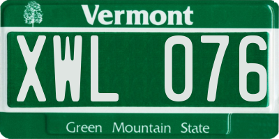 VT license plate XWL076
