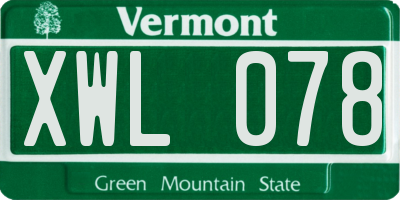 VT license plate XWL078