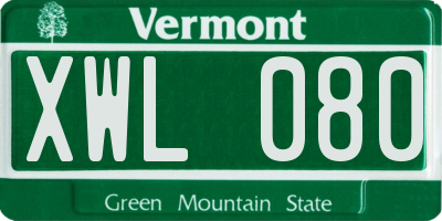 VT license plate XWL080