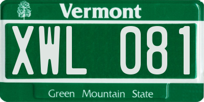 VT license plate XWL081