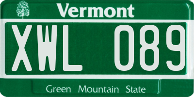 VT license plate XWL089
