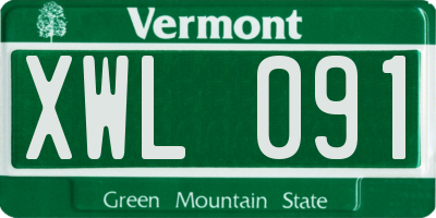 VT license plate XWL091