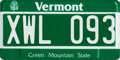 VT license plate XWL093