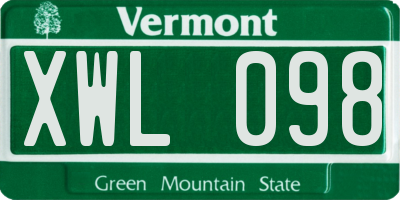 VT license plate XWL098