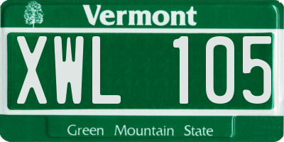 VT license plate XWL105