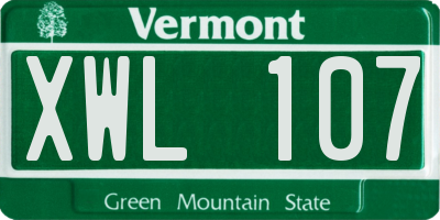 VT license plate XWL107
