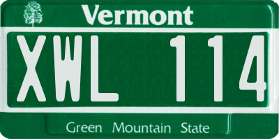 VT license plate XWL114